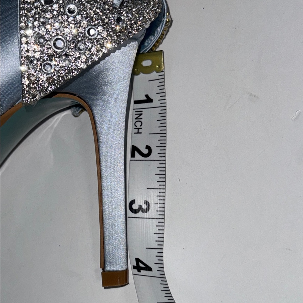 BETSEY JOHNSON X DB Satin Peep Toe Stiletto Pumps with Sequin Bow 7.5 heels - Picture 7 of 8